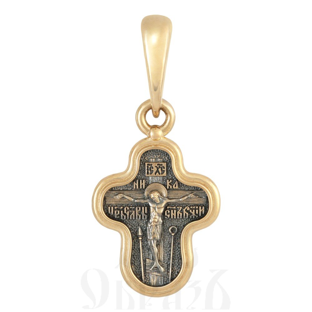 крест «распятие христово. семистрельная икона богородицы», золото 585 проба желтое (арт. 201.663)