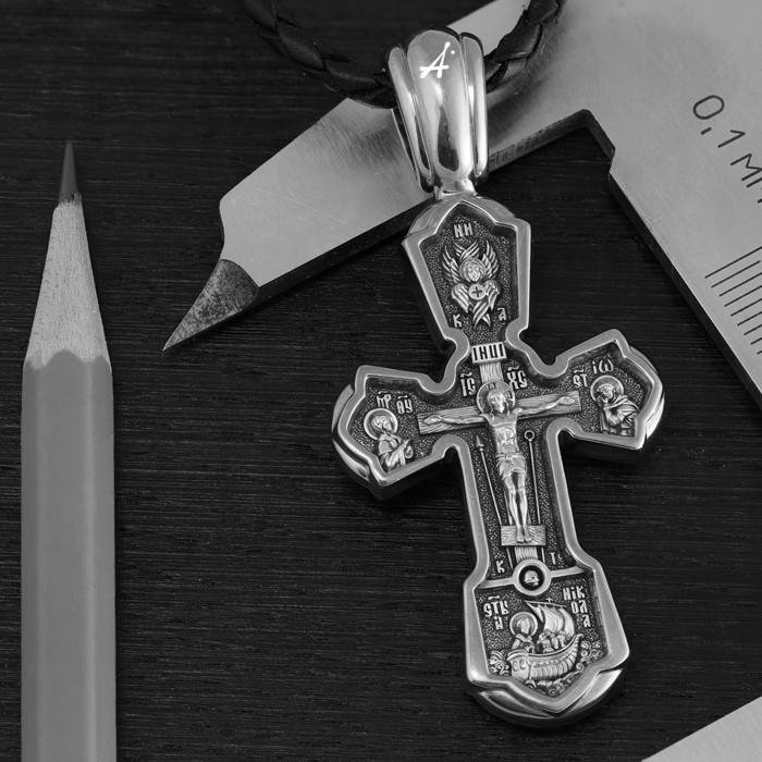 крест «распятие. казанская икона. св. николай чудотворец», серебро 925 проба (арт. 101.835)
